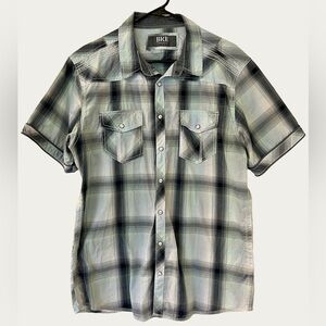 BKE Men's‎ Casual Plaid Shirt - Blue and White Size XL